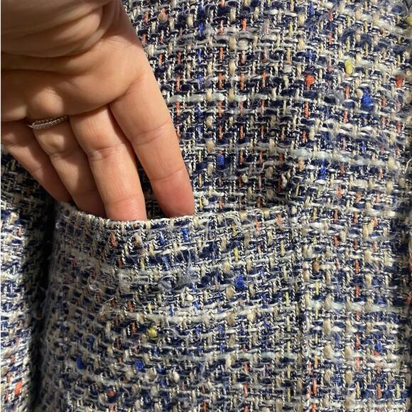 J.Crew multicolored zip front tinsel tweed cropped blazer with fringe - size 6 - Picture 8 of 9